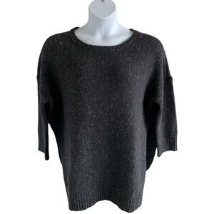 Inhabit Speckled Knit 3/4 Sleeve Sweater Oversized Lambswool Cashmere Med Cozy
